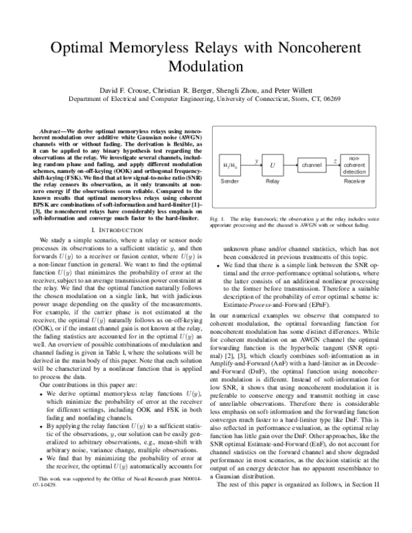 (PDF) Optimal Memoryless Relays With Noncoherent Modulation