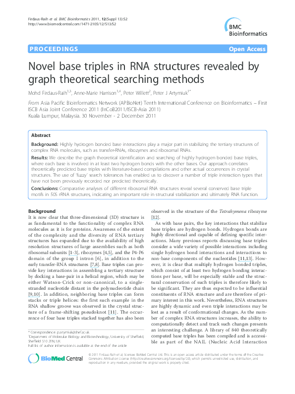 (PDF) Novel base triples in RNA structures revealed by graph ...