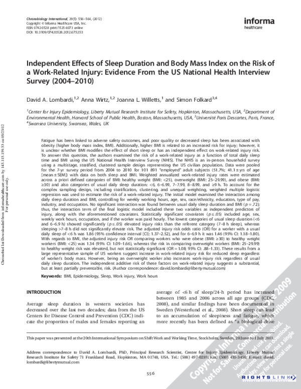 (PDF) Independent Effects of Sleep Duration and Body Mass Index on the ...