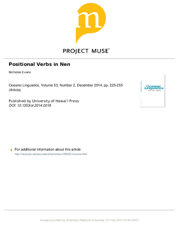 (PDF) Positional Verbs in Nen