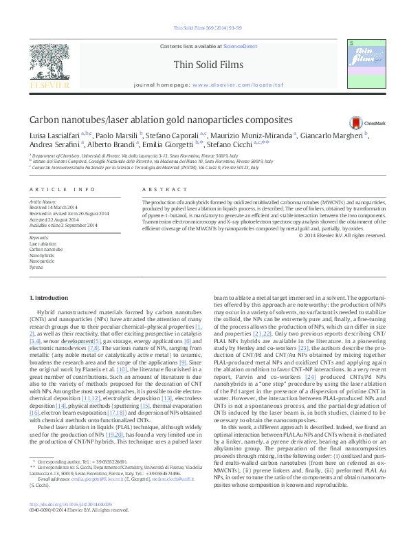 (PDF) Carbon nanotubes/laser ablation gold nanoparticles composites