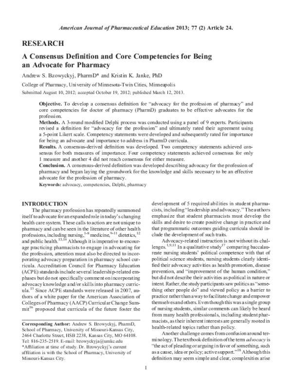 (PDF) A Consensus Definition and Core Competencies for Being an