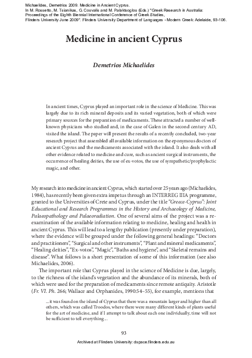 (PDF) Medicine in ancient cyprus