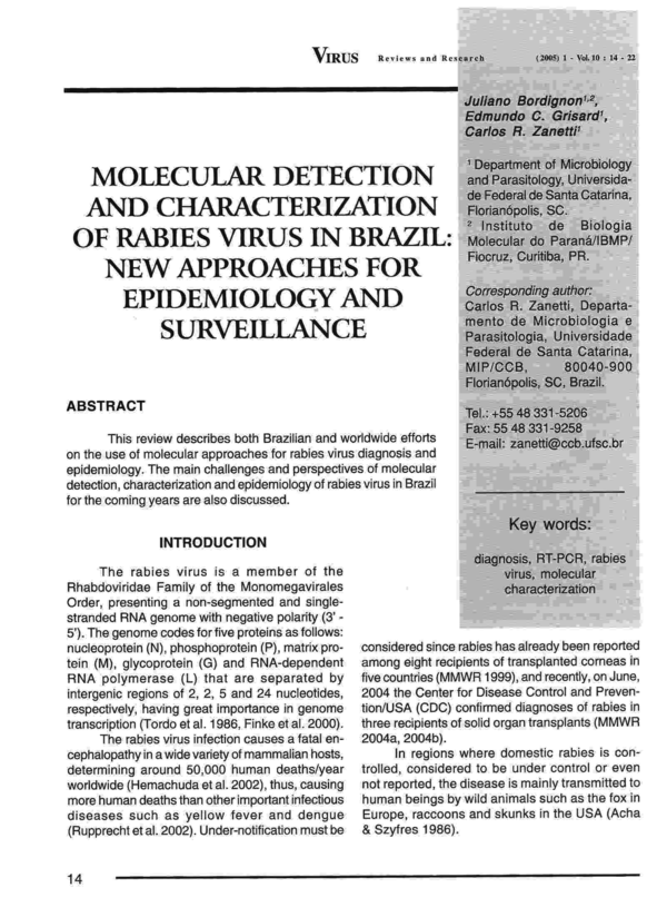 (PDF) Molecular detection and characterization of rabies virus in ...