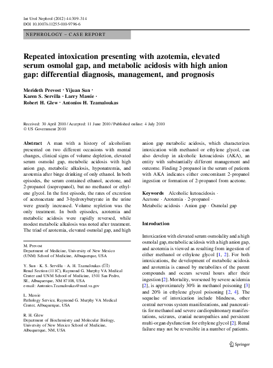(PDF) Repeated intoxication presenting with azotemia, elevated serum