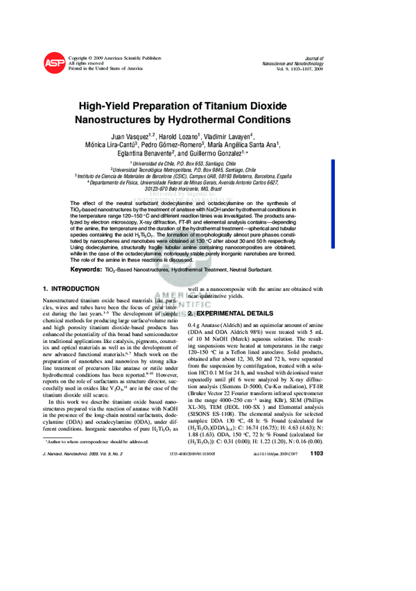 (PDF) High-Yield Preparation of Titanium Dioxide Nanostructures by ...