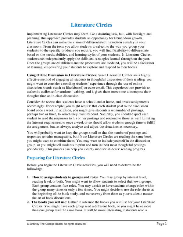 (PDF) Literature Circles Shan Davis Academia.edu