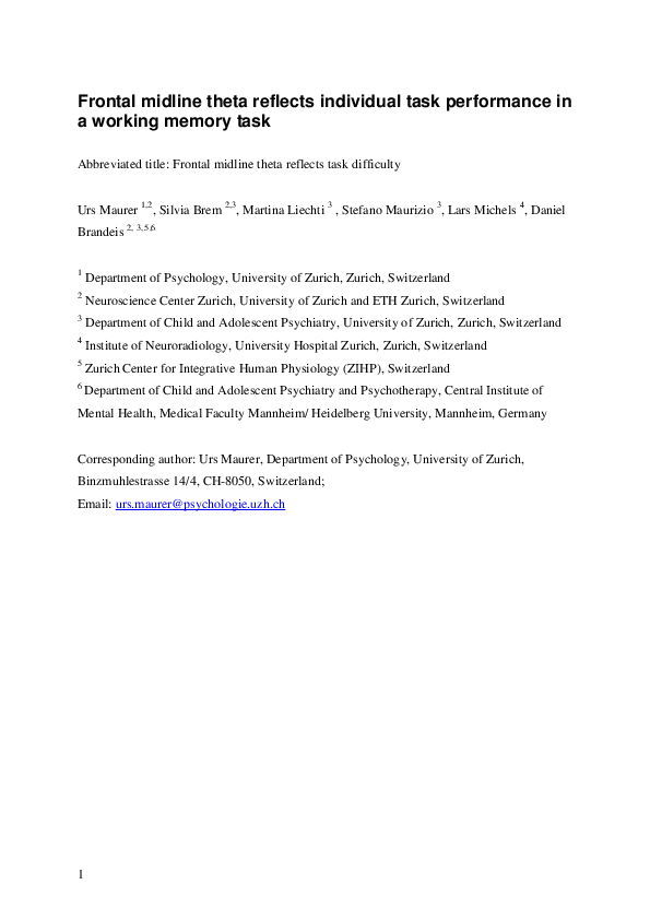 (PDF) Frontal Midline Theta Reflects Individual Task Performance in a ...