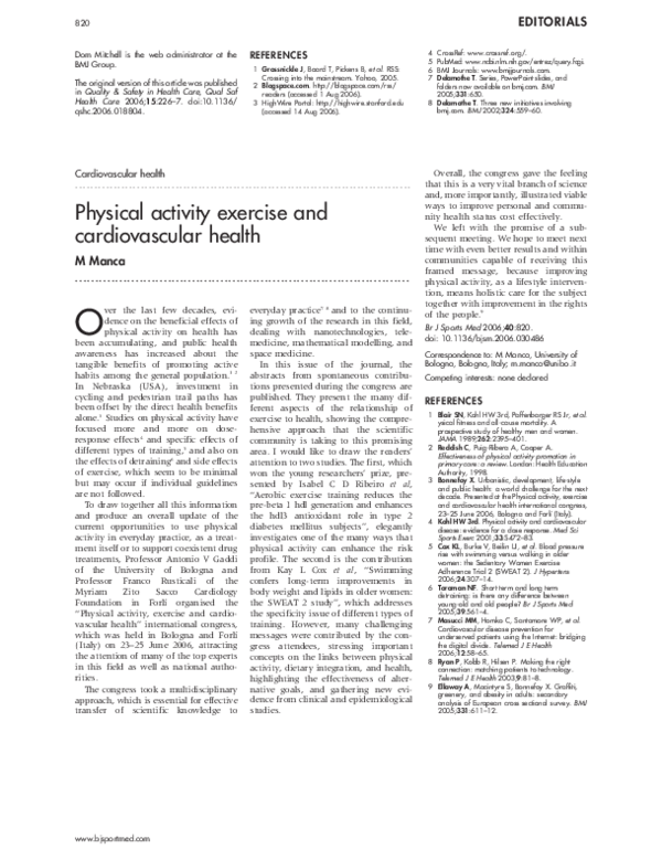 (PDF) Physical activity exercise and cardiovascular health