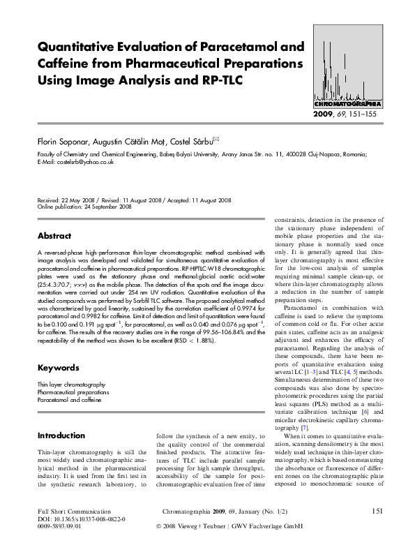 (PDF) Quantitative Evaluation of Paracetamol and Caffeine from