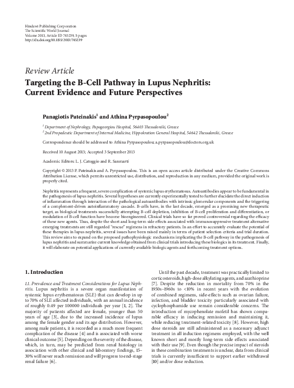 (PDF) Targeting the B-cell pathway in lupus nephritis: current evidence ...