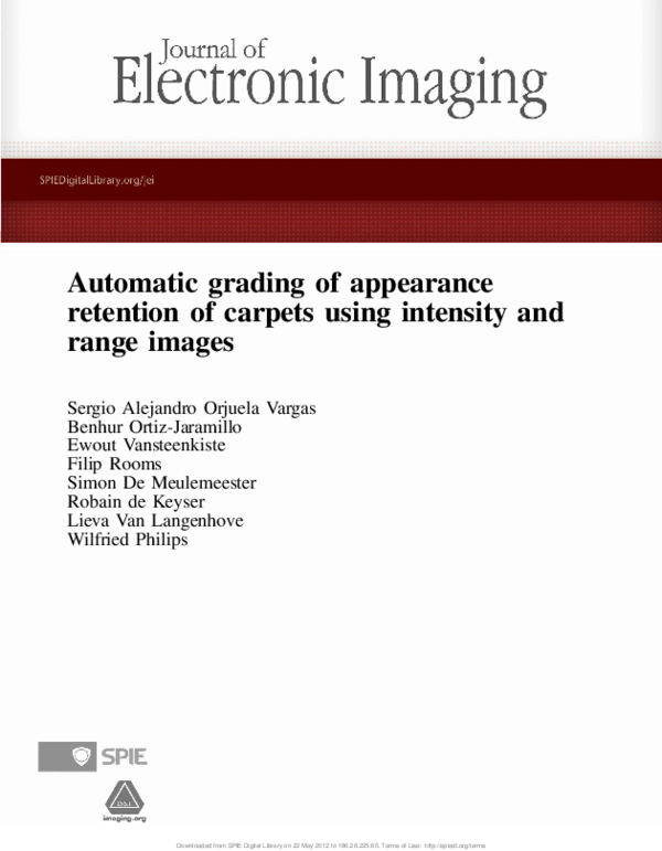 (PDF) Automatic grading of appearance retention of carpets using