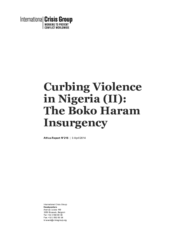 (PDF) Curbing Violence in Nigeria (II): The Boko Haram Insurgency