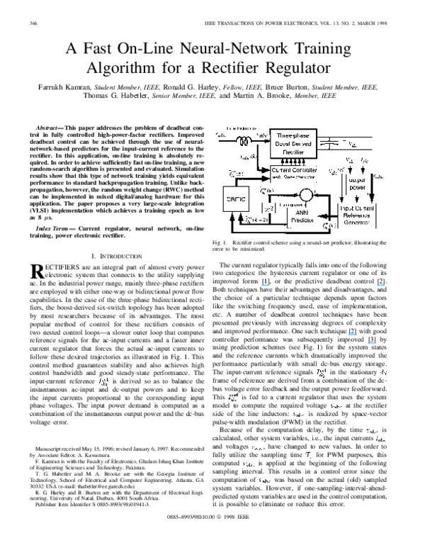 (PDF) A fast on-line neural-network training algorithm for a rectifier ...