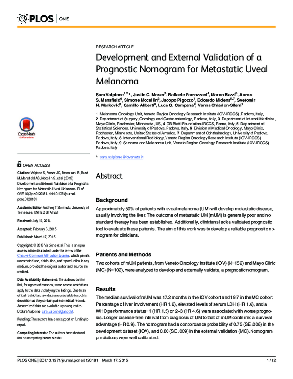 (PDF) Development and External Validation of Prognostic Model for 2 ...