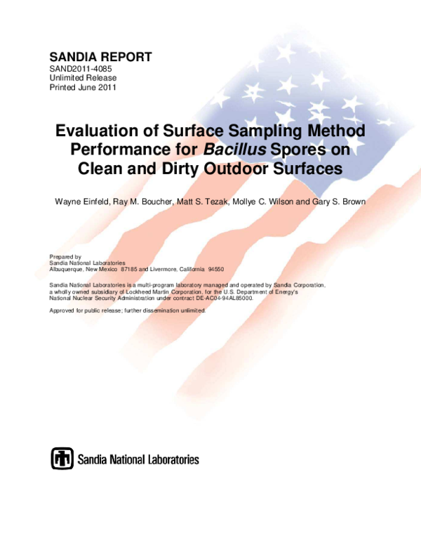 (PDF) Evaluation of surface sampling method performance for Bacillus ...