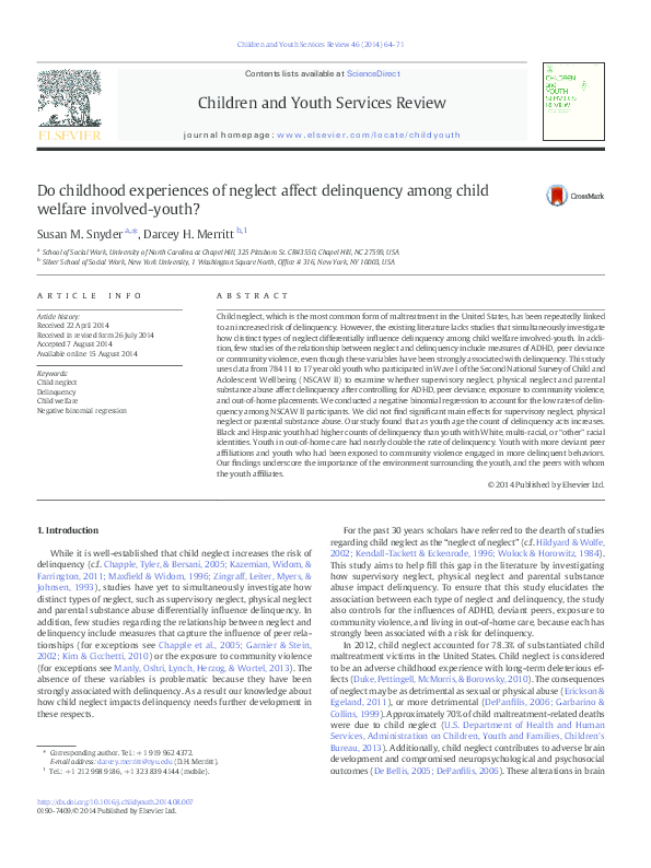 (PDF) Do childhood experiences of neglect affect delinquency among ...