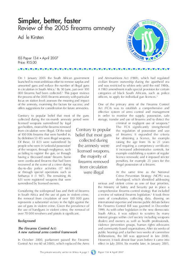 (PDF) The private security sector in Africa @BULLET page 1 Simpler ...