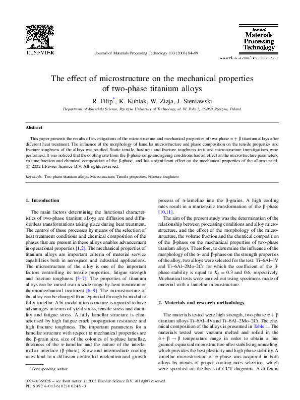 (PDF) The effect of microstructure on the mechanical properties of two ...