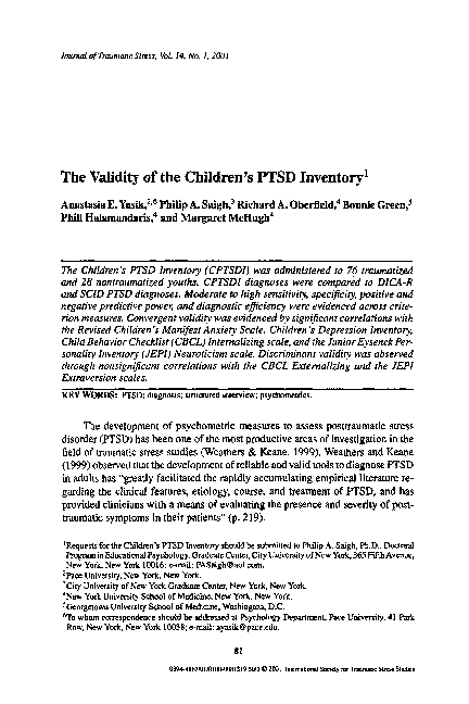 (PDF) The validity of the children's PTSD inventory
