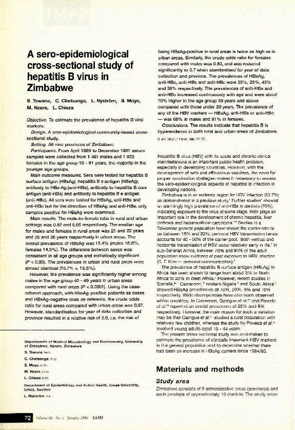 (PDF) A sero-epidemiological cross-sectional study of hepatitis B virus ...