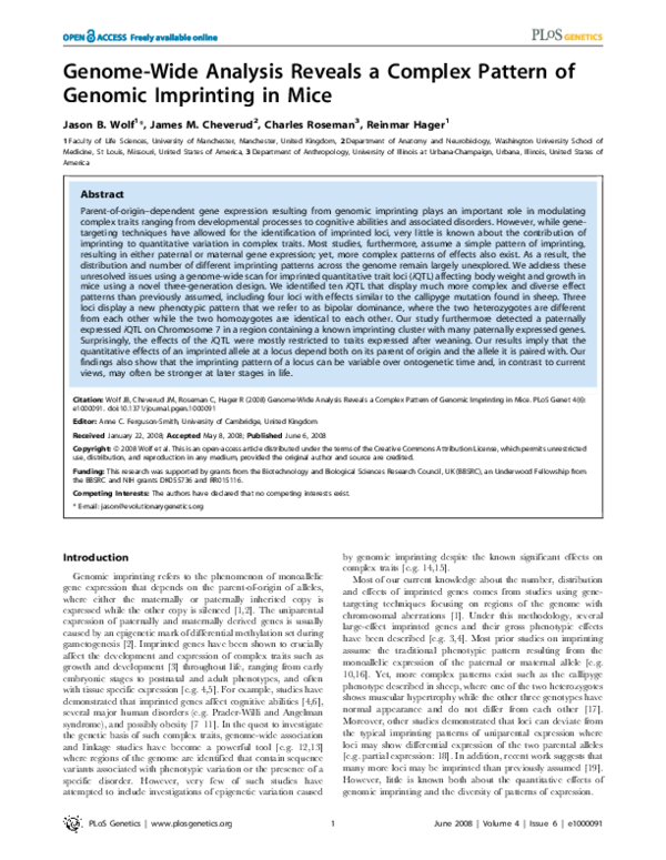 (PDF) Genome-wide analysis reveals a complex pattern of genomic ...