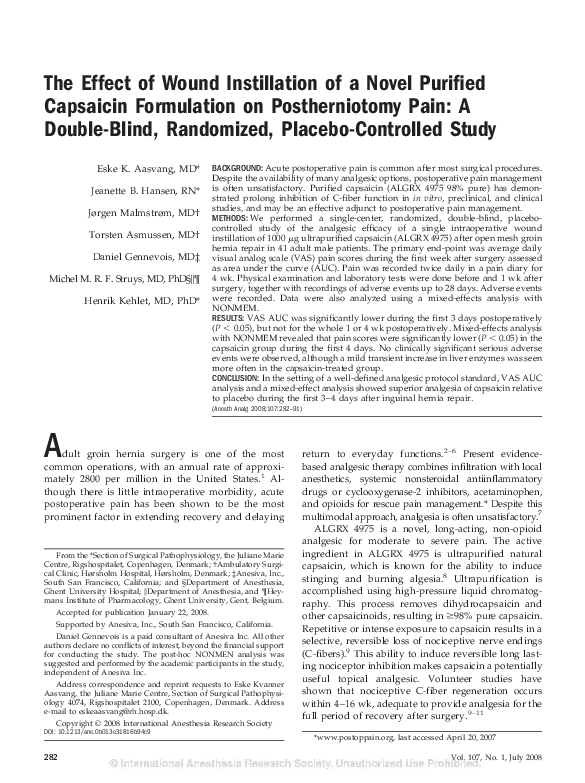 (PDF) The Effect of Wound Instillation of a Novel Purified Capsaicin