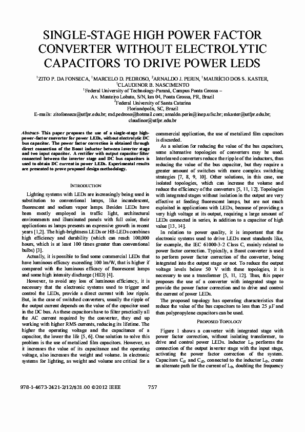 (PDF) Single-stage high power factor converter without electrolytic ...
