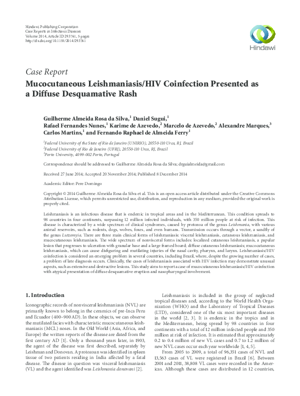 (PDF) Mucocutaneous Leishmaniasis/HIV Coinfection Presented as a ...