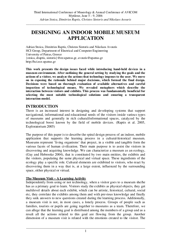 (PDF) Designing an indoor mobile museum application | Dimitrios Raptis ...