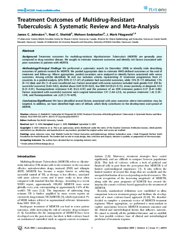 (PDF) Treatment of MultidrugResistant Tuberculosis A