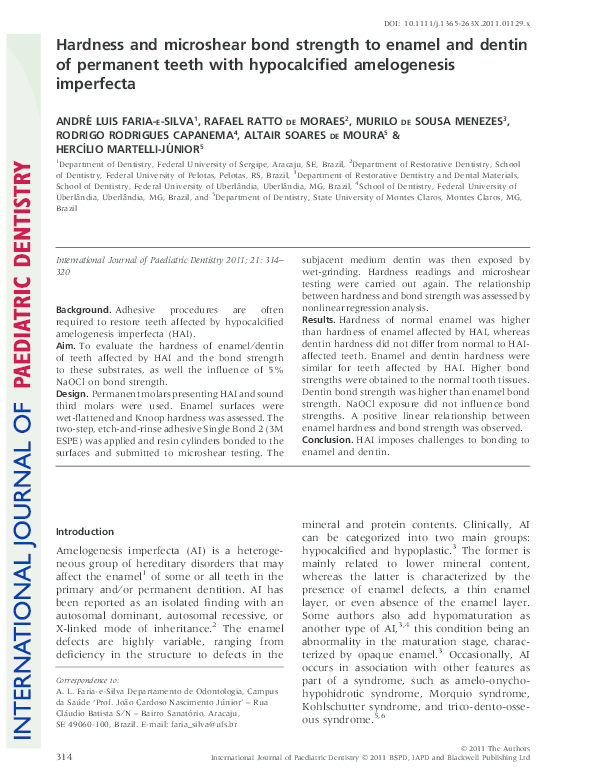 (PDF) Hardness and microshear bond strength to enamel and dentin of