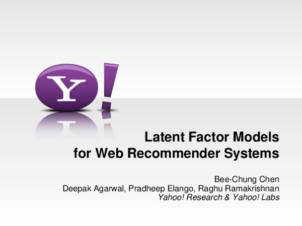 (PDF) Latent Factor Models for Web Recommender Systems