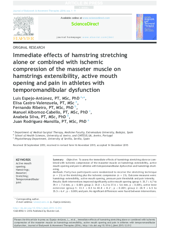 (PDF) Immediate effects of hamstring stretching alone or combined with ...