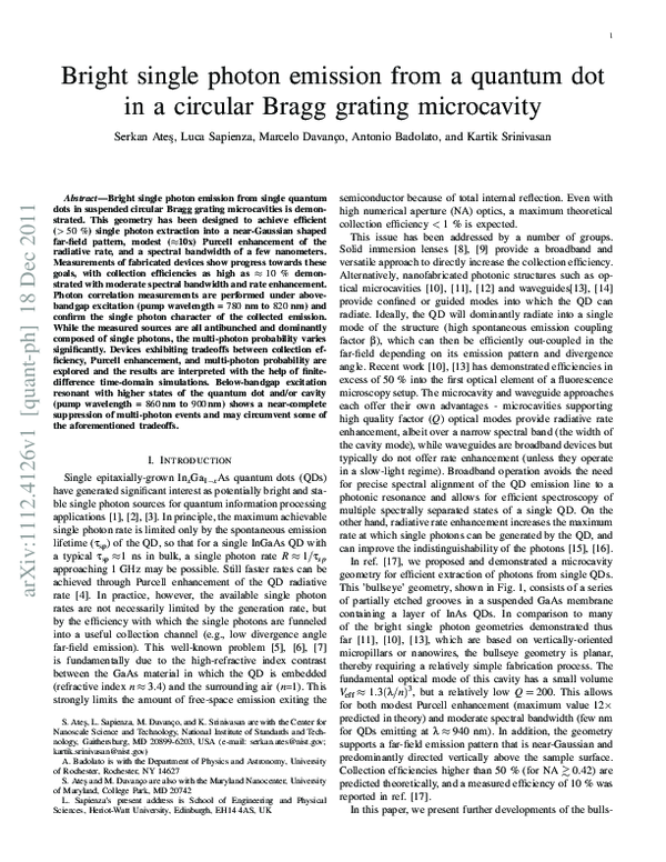 (PDF) Bright Single-Photon Emission From a Quantum Dot in a Circular ...