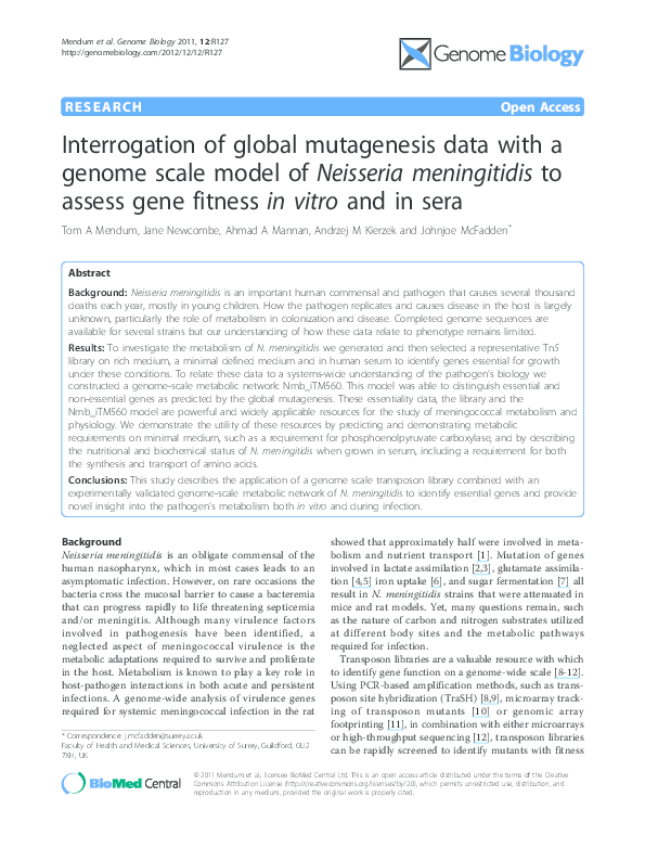 (PDF) Interrogation of global mutagenesis data with a genome scale ...