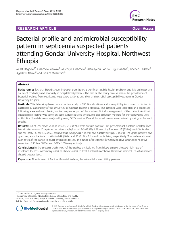 (PDF) Bacterial profile and antimicrobial susceptibility pattern in ...