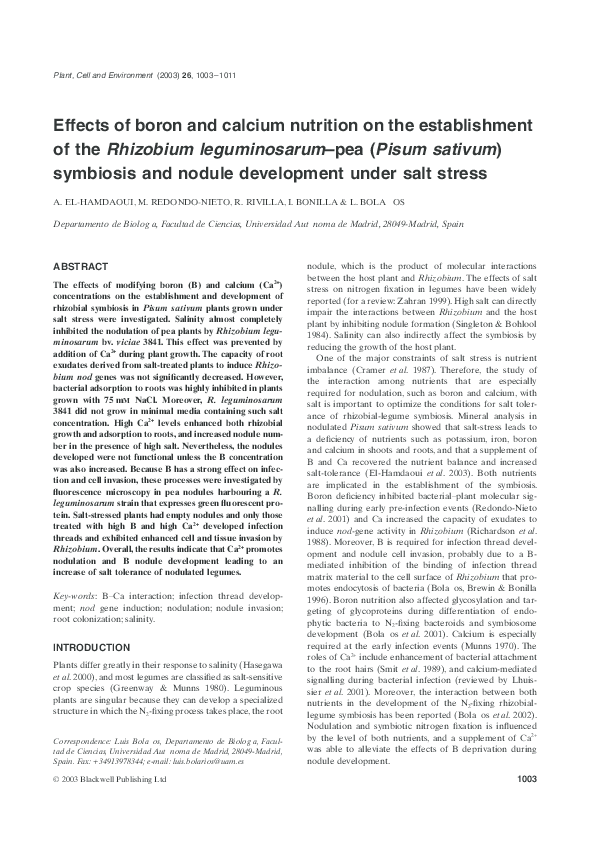 (PDF) Effects of boron and calcium nutrition on the establishment of ...