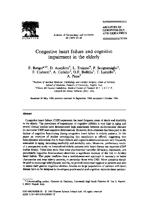 (PDF) Congestive heart failure and cognitive impairment in the elderly