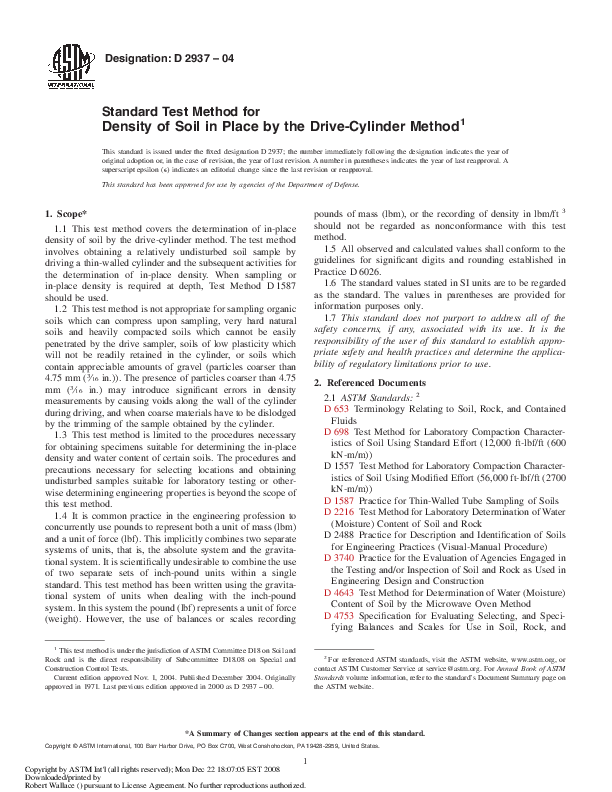 (PDF) Standard Test Method for Density of Soil in Place by the Drive ...