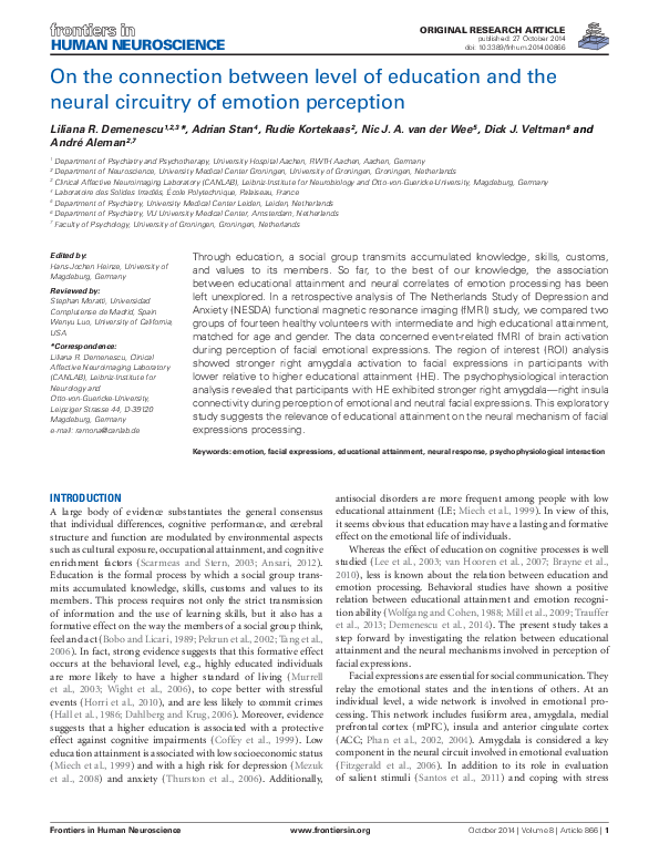 (PDF) On the connection between level of education and the neural ...