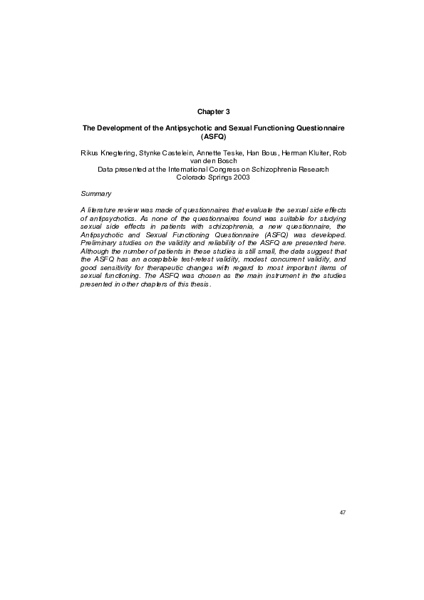 (PDF) The Development of the Antipsychotic and Sexual Functioning ...