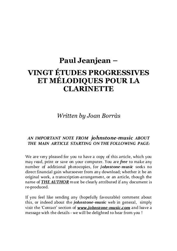 (PDF) Paul Jeanjean VINGT ÉTUDES PROGRESSIVES ET MÉLODIQUES POUR LA