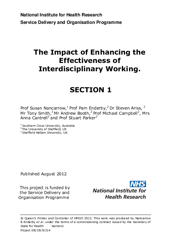 (PDF) The impact of enhancing the effectiveness of interdisciplinary ...