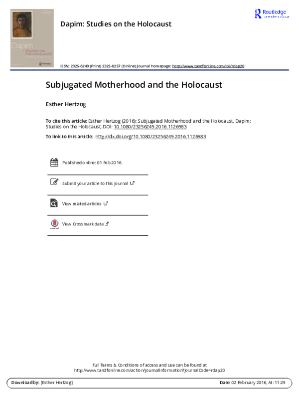 Subjugated Motherhood and the Holocaust