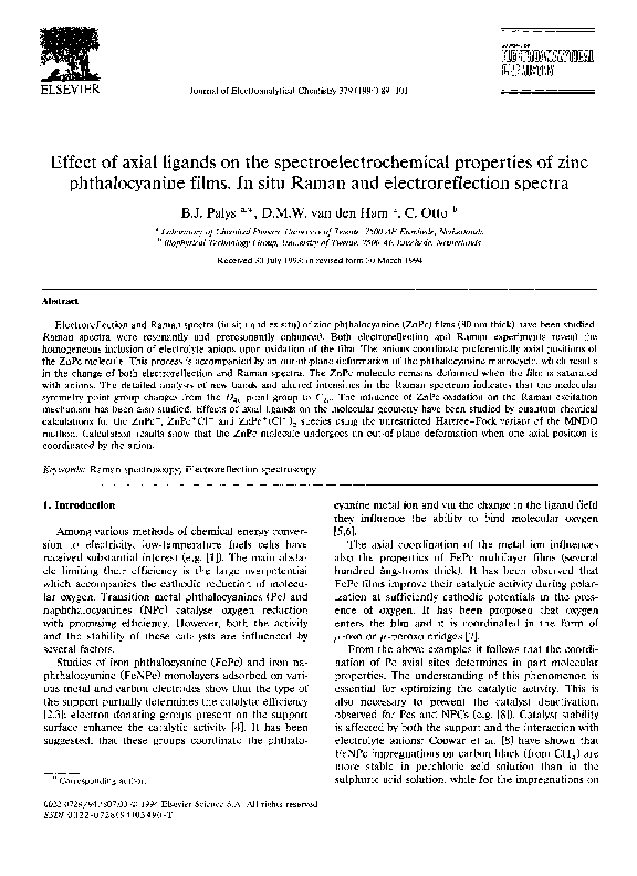 (PDF) Effect of axial ligands on the spectroelectrochemical properties ...