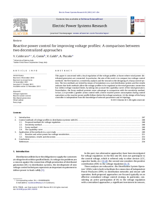 (PDF) Reactive power control for improving voltage profiles: A ...