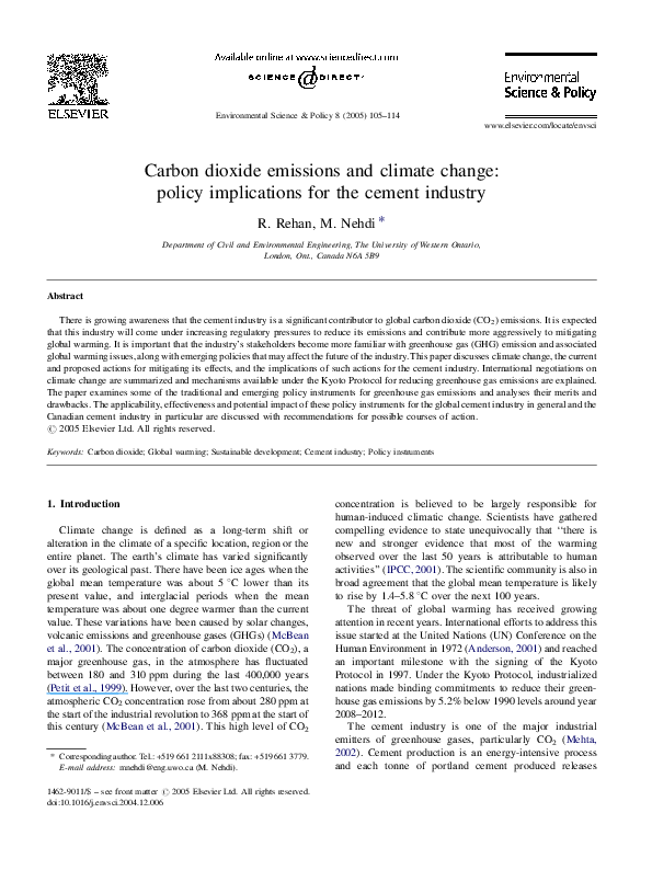 (PDF) Carbon dioxide emissions and climate change: policy implications ...