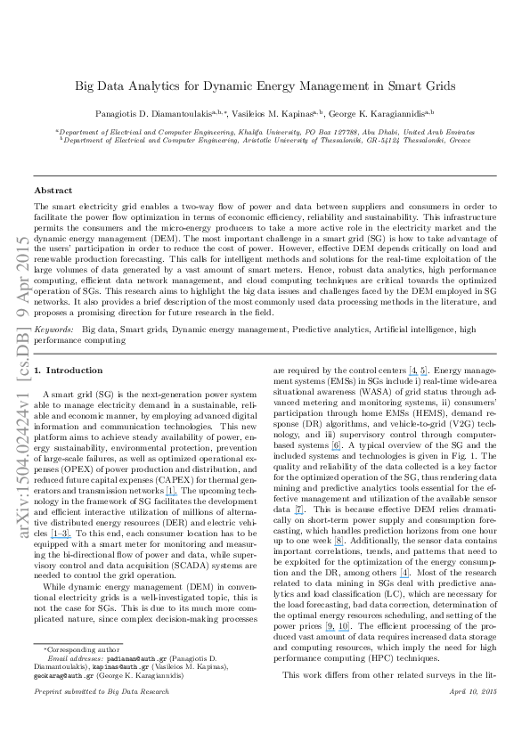(PDF) Big Data Analytics for Dynamic Energy Management in Smart Grids
