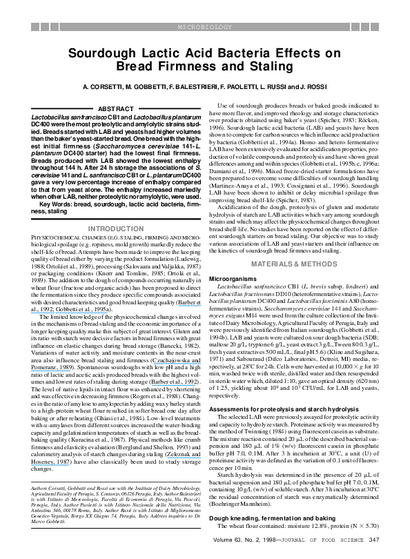 (PDF) Sourdough Lactic Acid Bacteria Effects on Bread Firmness and Stalin